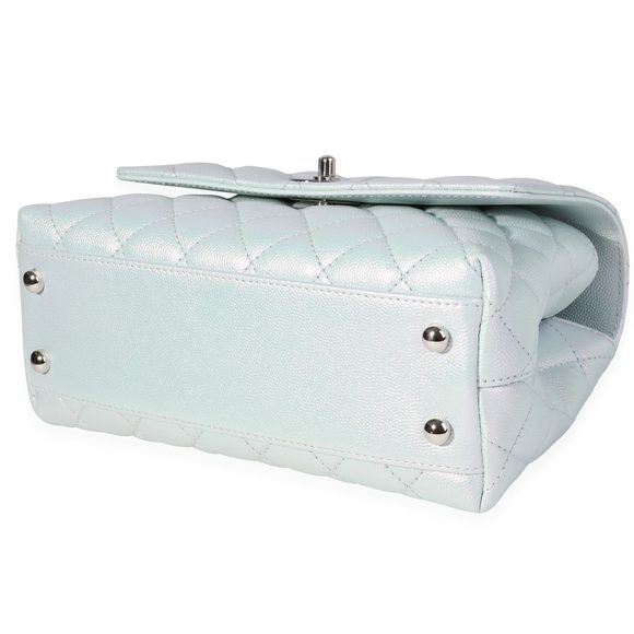 Chanel Iridescent Blue Quilted Caviar Mini Coco Top Handle Flap Bag - Picture 7 of 8